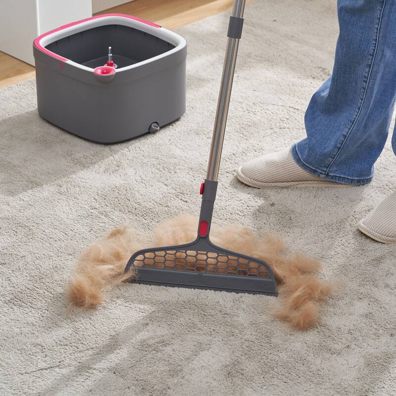 True & Tidy True Clean Mop and Bucket System with Silicone Floor Sweeper Deluxe Set