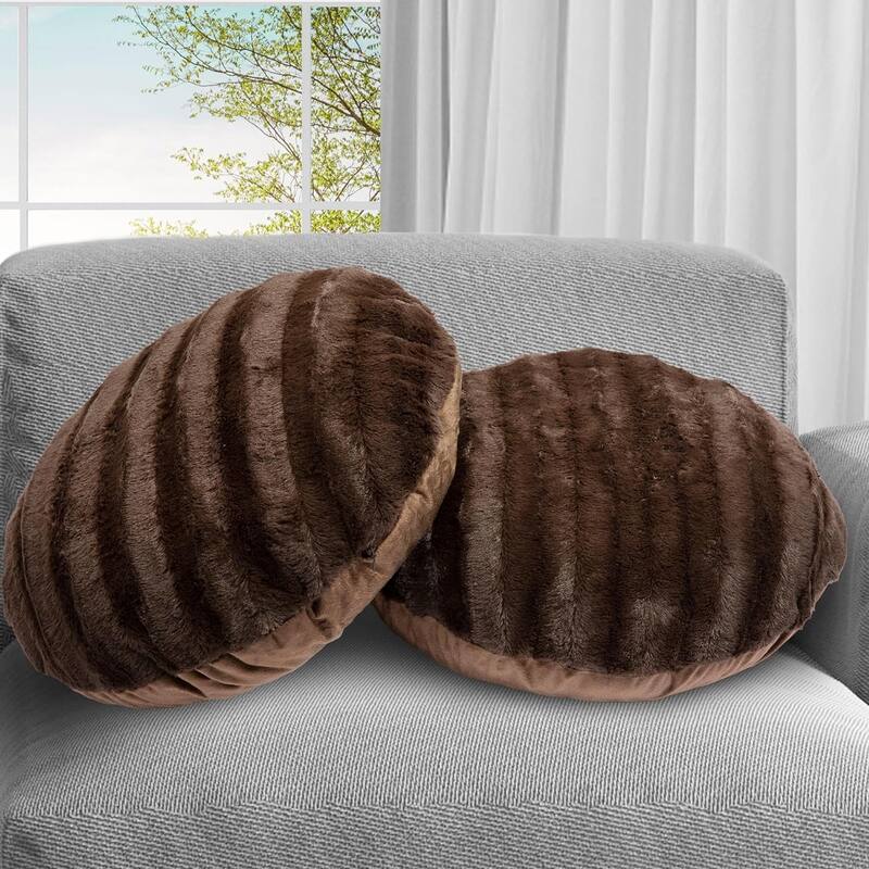 Cheer Collection Set of 2 Decorative Round Throw Pillows - Brown