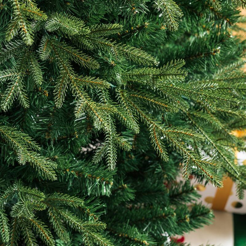 Glitzhome 7.5ft Flocked Evergreen Slim Fir Artificial Christmas Tree