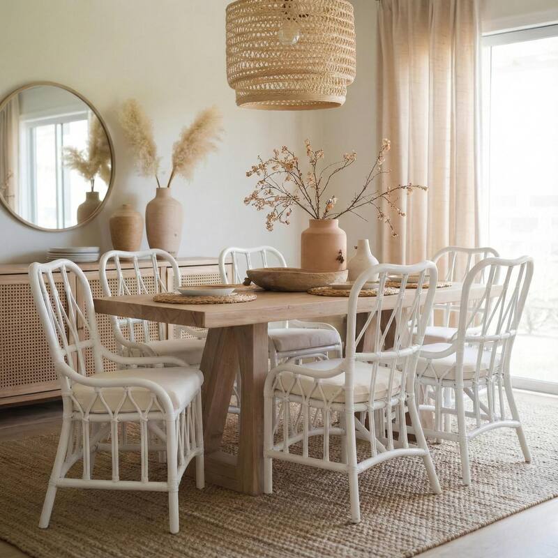 NPD Furniture Ayanna Modern Bohemian Rattan Dining Chair