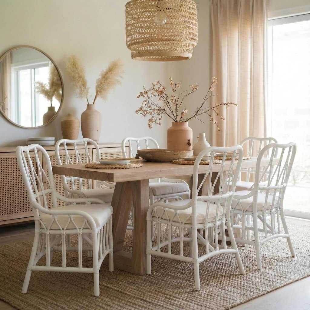 NPD Furniture Ayanna Modern Bohemian Rattan Dining Chair