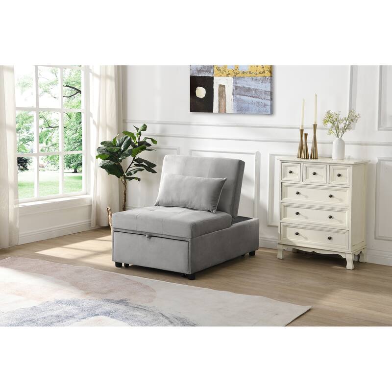 39.8" Single Folding Ottoman Sofa Bed with Adjustable Back and Pillows for Living Room