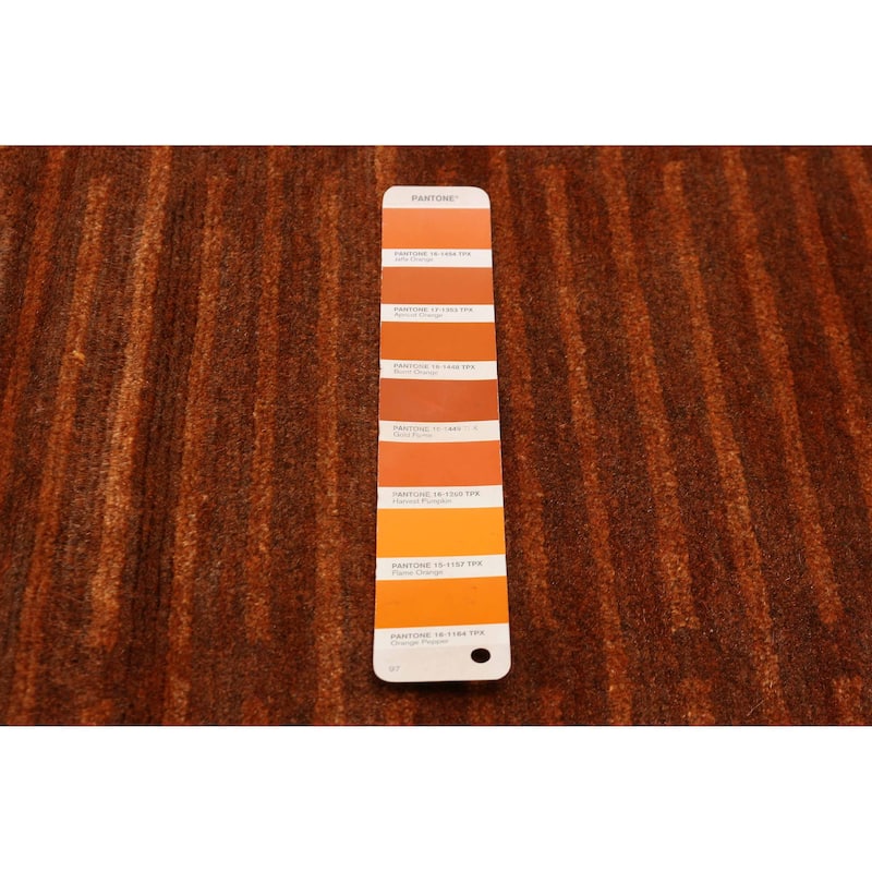 ECARPETGALLERY Hand-knotted Opulence Orange Silk, Wool Rug - 11'6 x 11'4