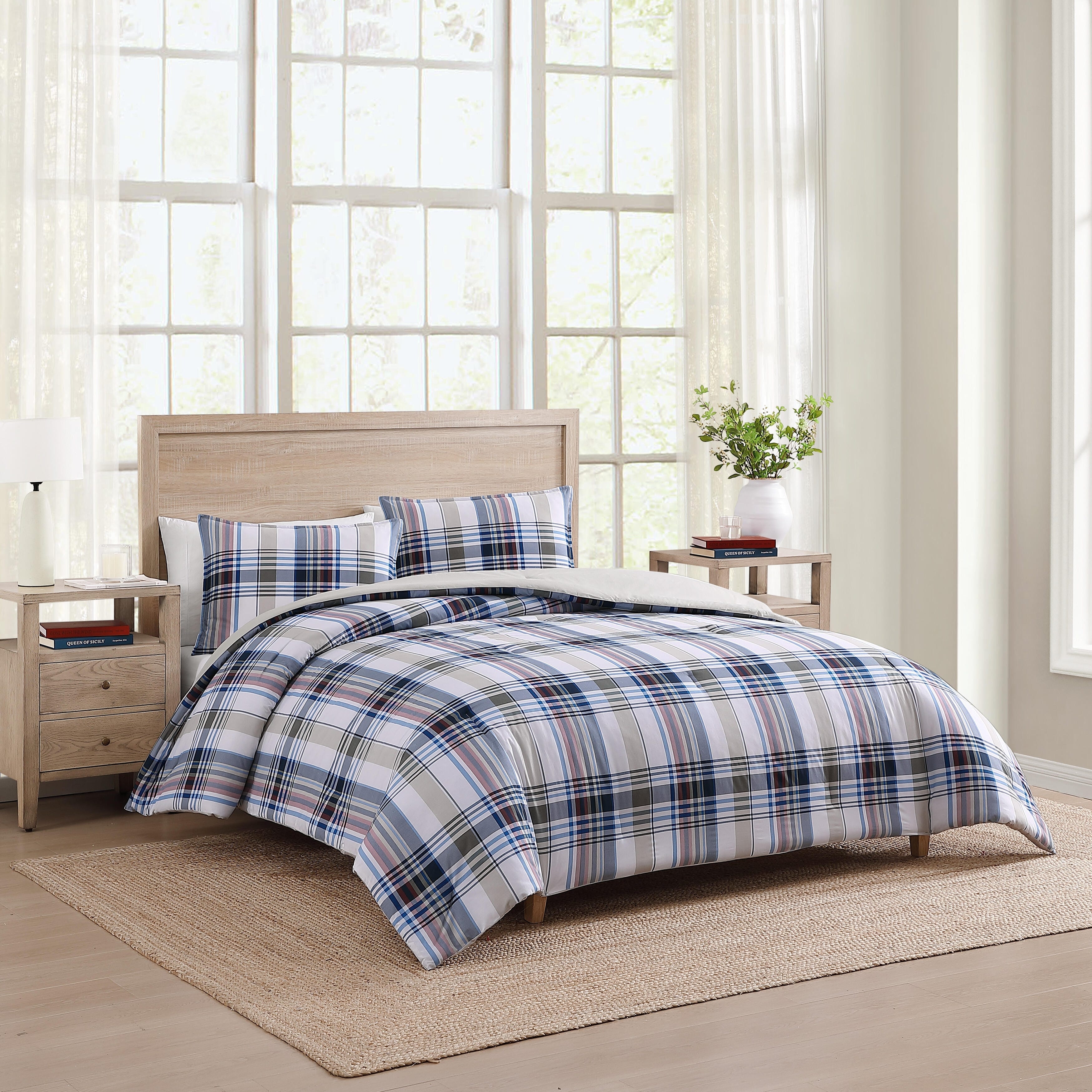 Tommy Hilfiger Waterbury Plaid Cottton Blue Duvet Cover Set