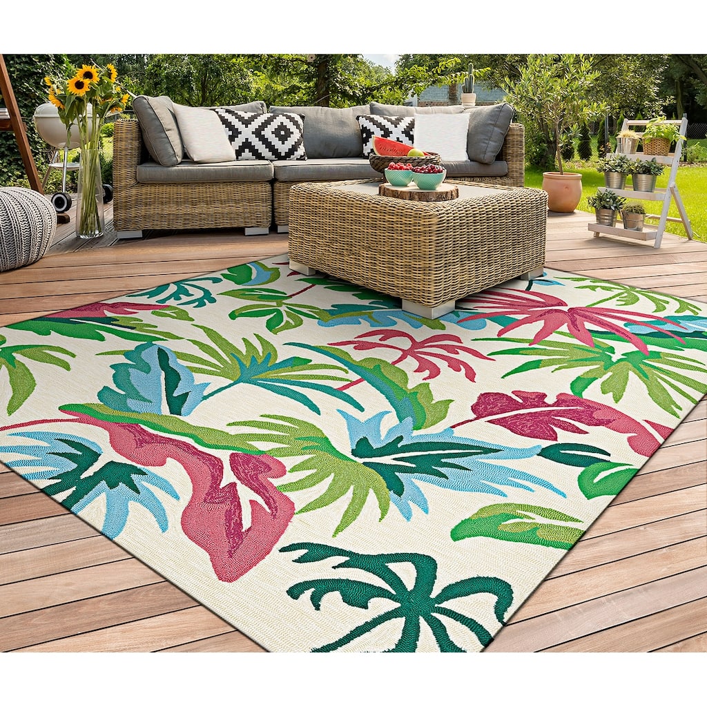 Miami Keyes Ivory- Pink Indoor/ Outdoor Area Rug