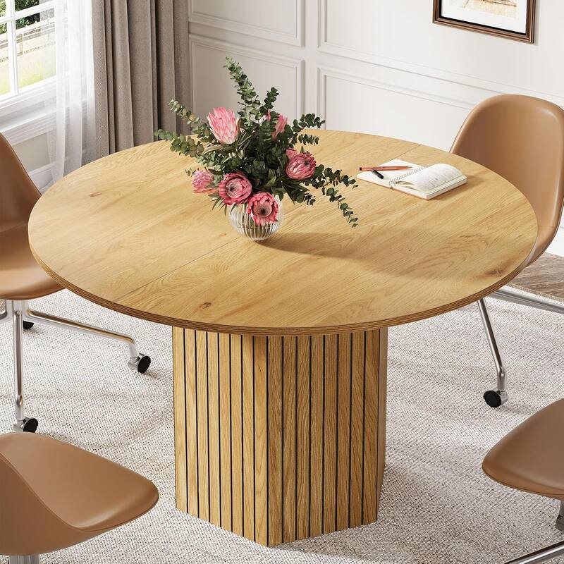Modern Wood Round Conference Table, Office Meeting Training Seminar Business Negotiation Accent Table, Conference Meeting Room