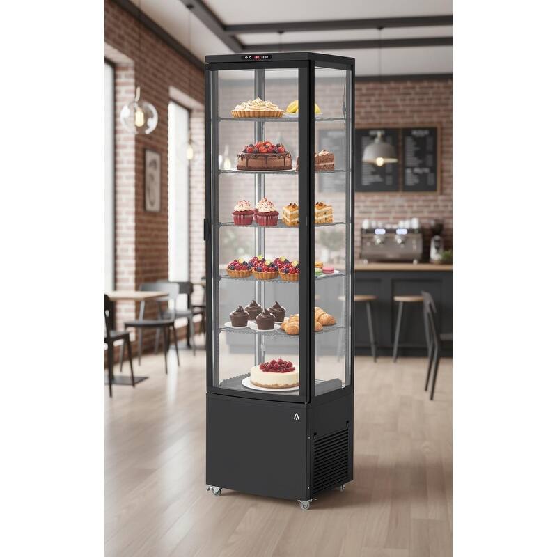 10.5 Cu.Ft Rolling Commercial Refrigerator Display Case, With LED Light - Black