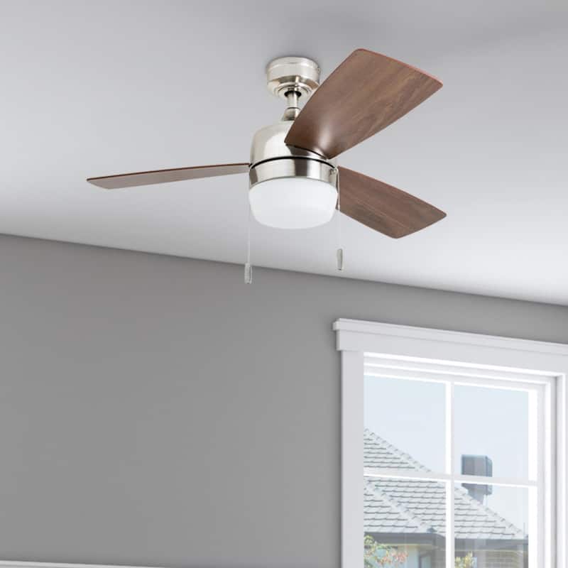 44" Honeywell Barcadero Matte Black Contemporary Indoor LED Ceiling Fan with Light, Pull Chain