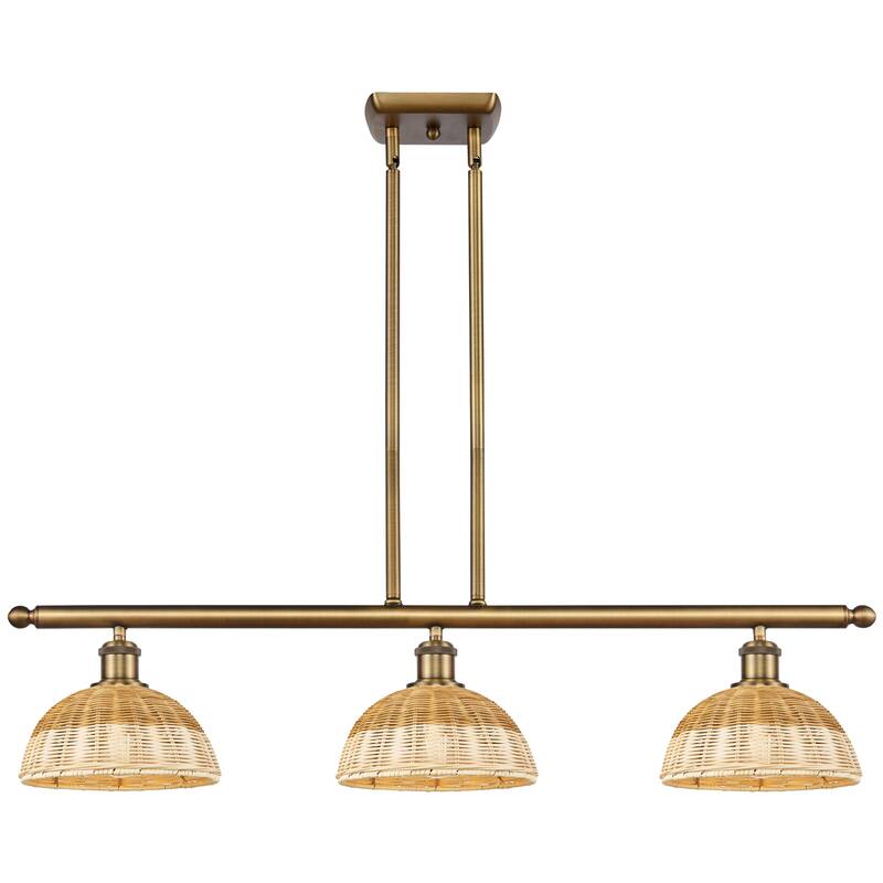 Innovations Lighting Endless Possibilities Ballston - Bristol Natural II - 3 Light 36" Stem Hung Island Light with 9" Shades - Brushed Brass