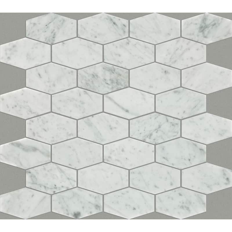 Shaw Chateau Stretch Hex Mosaic - 11-13/16" x 12-3/16" Hexagon - Bianco Carrara