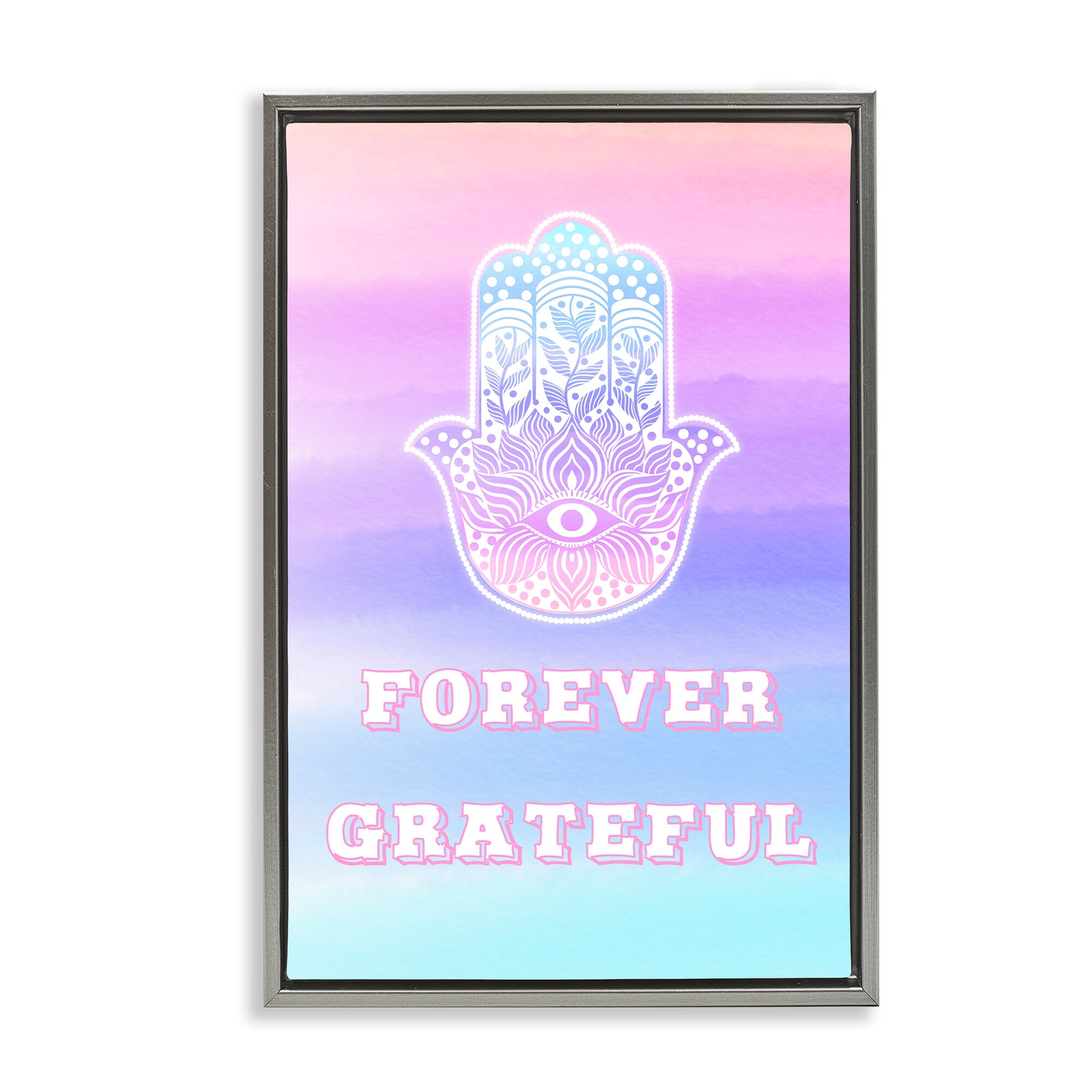 Stupell Forever Grateful Hamsa Framed Floater Canvas Wall Art Design By Pooja Dave