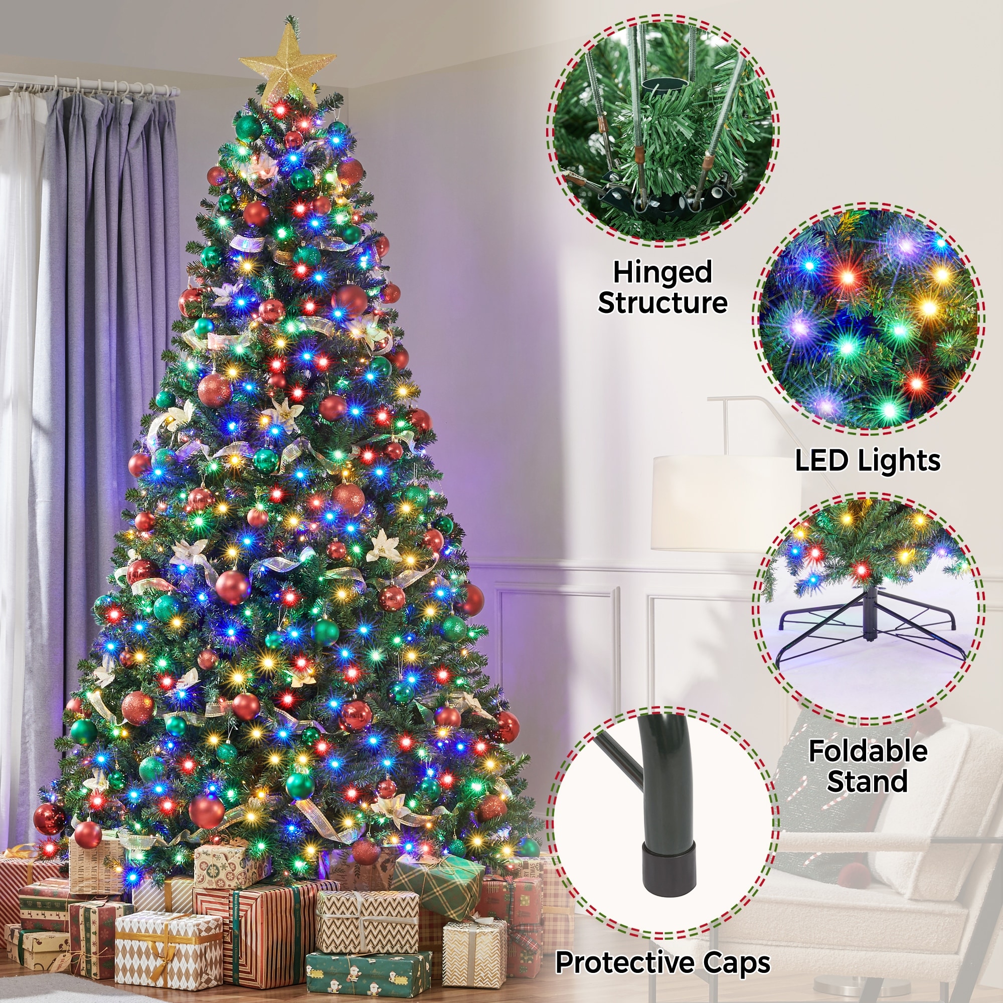Yaheetech Pre-lit 4.5ft/6ft/7.5ft/9ft Spruce Artificial-image