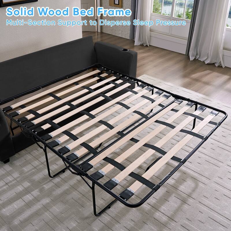 Mixoy Pull Out Loveseat Sofa,Sleeper Sofa Bed with Mattress,Cup Holder