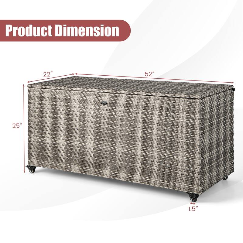 Gymax 2-in-1 PE Wicker Outdoor Storage Box Furniture Deck Box Garden