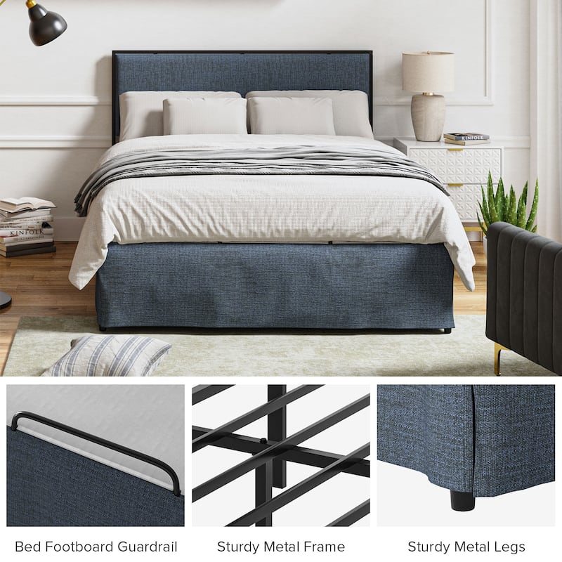 Oliver Modern Washable Slipcover Bed Upholstered Metal by HULALA HOME