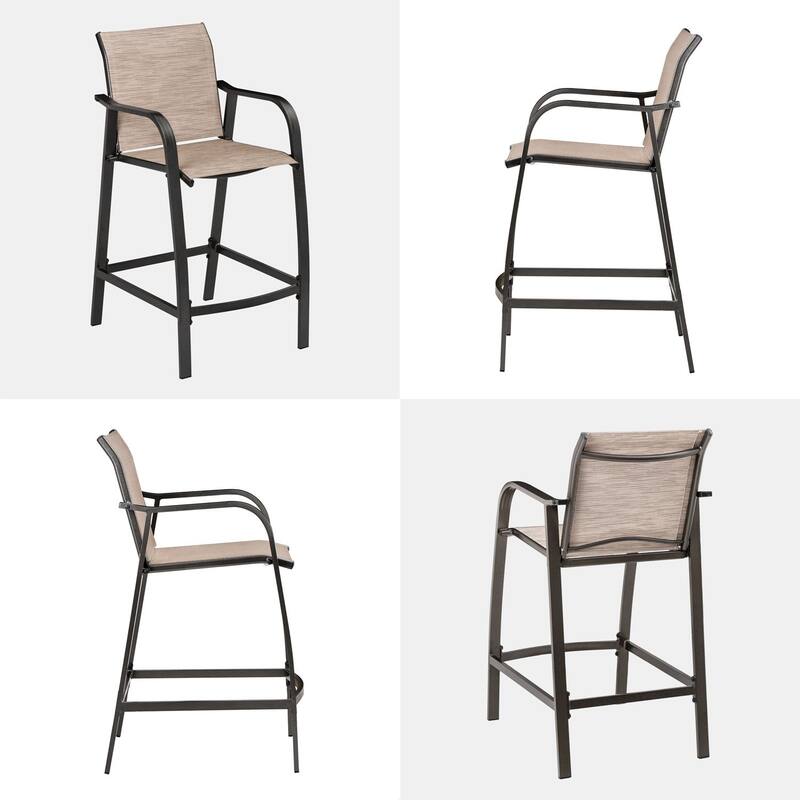 VredHom Outdoor Aluminum Bar Stool Set Patio Bar Chairs (Set of 2) - 21.7" W x 25.6" D x 43.7" H