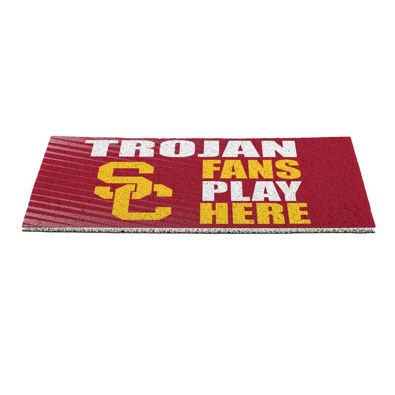 28 in. x 16 in. University of Southern California "Fans Play Here" PVC Door Mat