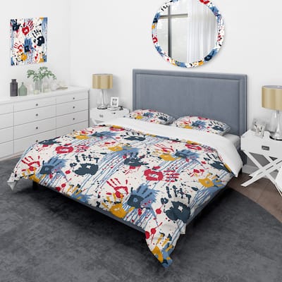 Designart 'Hand Prints And Blots' Bohemian & Eclectic Duvet Cover Set