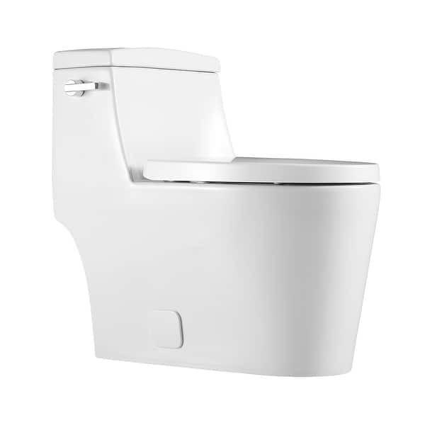 Modern White Round Ceramic Toilet 1.28 GPF Toilet 360 Vortex Flush Technology and Left Joystick White Toilet One Piece Modern White Round Ceramic Toilet 1.28 GPF Toilet 360 Vortex Flush Technology and Left Joystick White Toilet One Piece