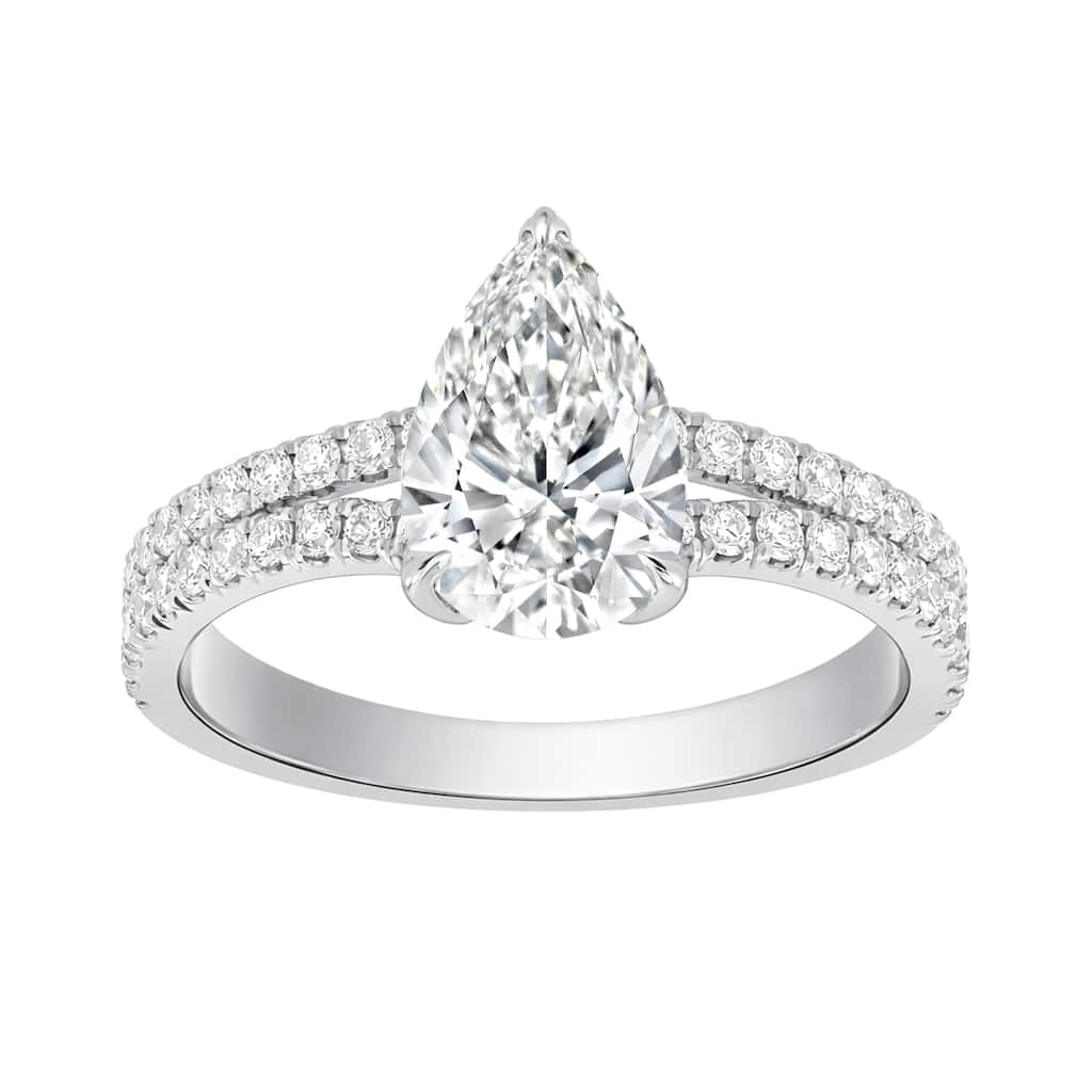 Auriya 14K Gold Pear Lab Grown Diamond Split Shank Engagement Ring 1.43 - 5.86ct. tw. (F-G, VS)