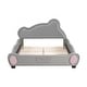 preview thumbnail 3 of 7, Full Size Grounded Platform Bed Velvet Upholstered Bed Frame Cute Bear Theme Design with Headboard and Footboard for Kids, Grey