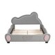 preview thumbnail 3 of 7, Full Size Velvet Platform Bed with Bear Headboard and Built-In Footboard Storage Pocket, Soft Upholstered Frame