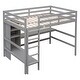 preview thumbnail 15 of 14, Full Size Loft Bed with Multi-functional Shelves and Under-bed Desk