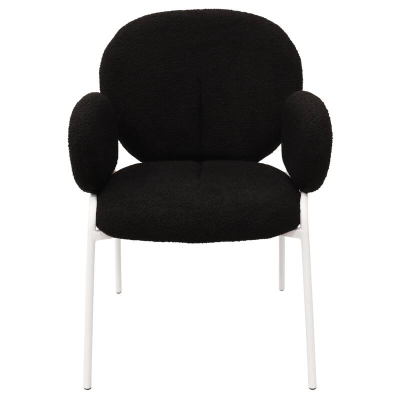 Celestial Boucle Dining Chairs in White Iron Legs by LeisureMod