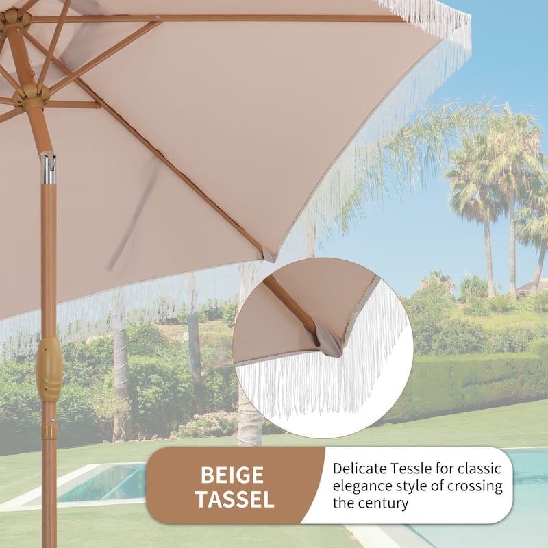 Autlaycil 7.5FT Solar Patio Umbrella with Base and Tilt,Crank