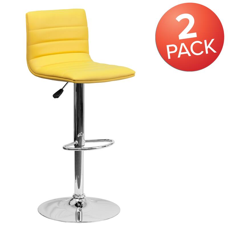 Modern Vinyl Channel Tufted Adjustable Height Barstool (Set of 2) - 16"W x 19"D x 35" - 44"H - 16"W x 19"D x 35" - 44"H