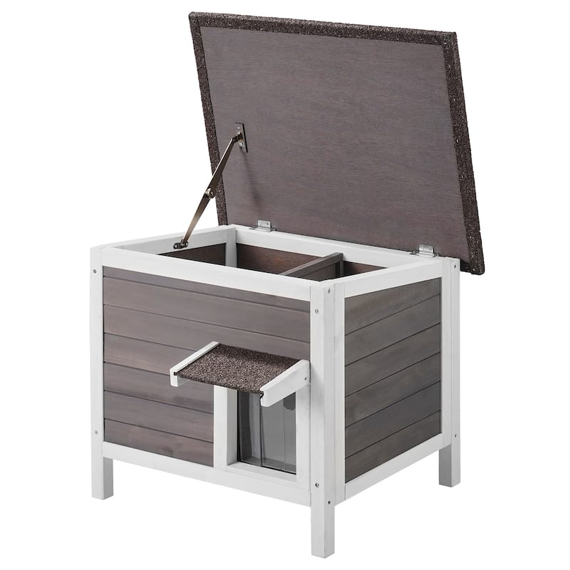 Outdoor Cat House Weatherproof Feral Cat Shelter for Multiple Cats Outdoor Wooden Cat Rabbit House - 24"L x 20"W x 21"H