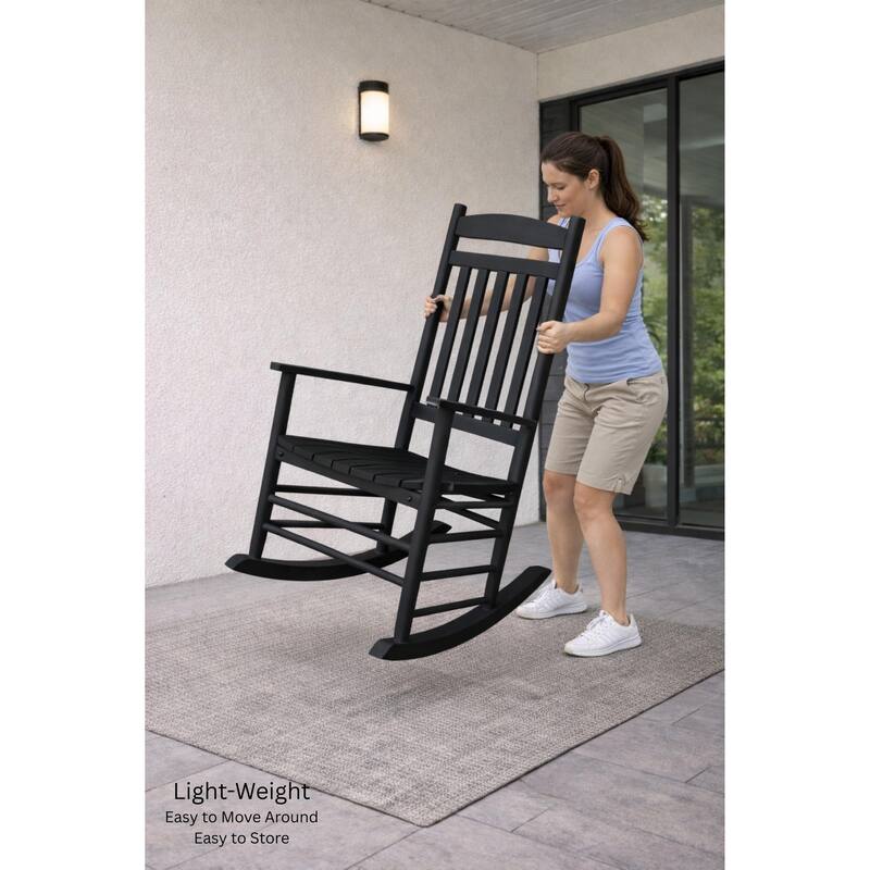 Fratelli Black Rocker Poplar Wood Outdoor Rocking Chair