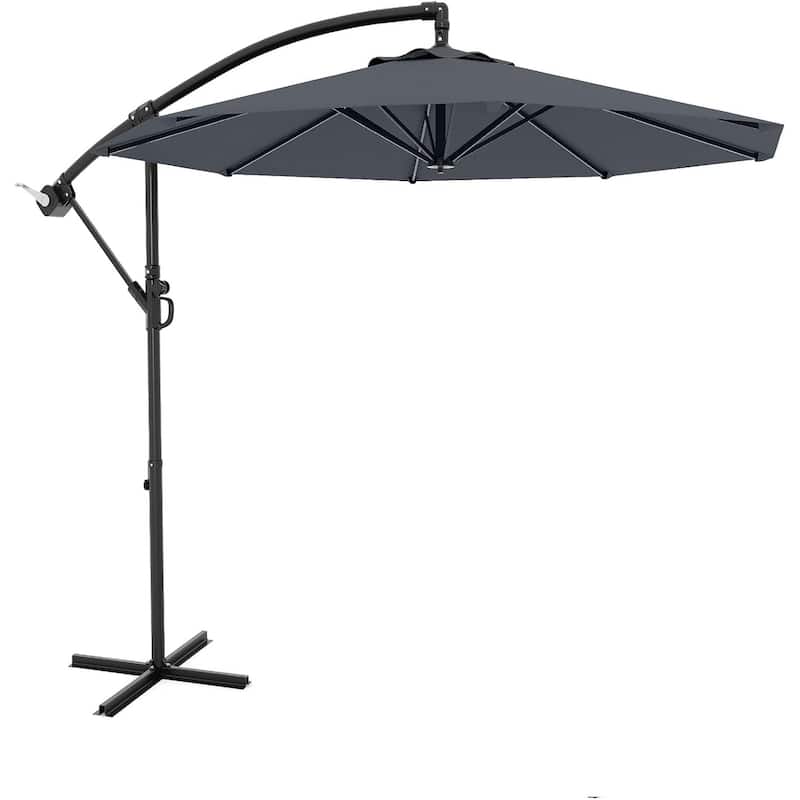 10 ft Offset Patio Umbrella, with with Easy Lift & Tilt Adjustment - Grey