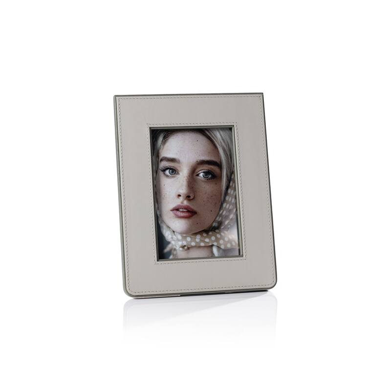 Nappa Leather Photo Frame - Gray & Sage - 4" x 6"