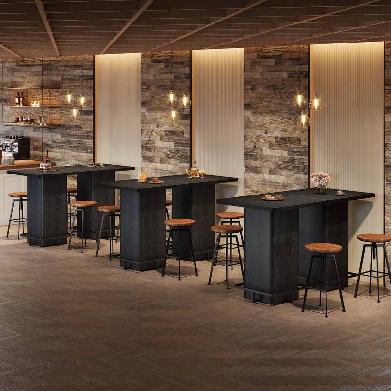 High Wood Bar Table, Bistro Pub Table, Dining Coffee Cocktail Living Room Accent Pub Desk