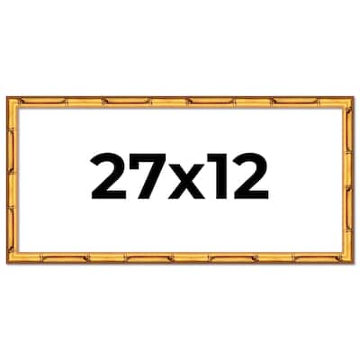 27x12 Frame Gold Bamboo Solid Wood Picture Frame | 1 Inch Moulding