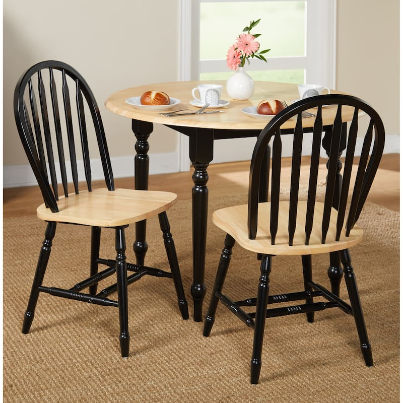 Simple Living Carolina Windsor Solid Wood Dining Chairs (Set of 2) - Black/Natural
