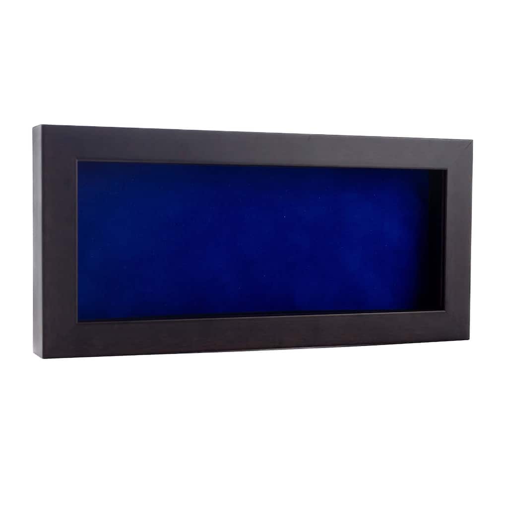 12x24 Shadow Box Frame Brown Walnut Wood | With a 3/4" Usable Display Depth | Includes a Royal Blue Real Suede Texture Acid-Free
