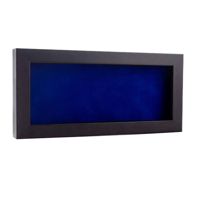 13x34 Shadow Box Frame Brown Walnut Wood | With a 3/4" Usable Display Depth | Includes a Royal Blue Real Suede Texture Acid-Free - Holds 13x34 Photo