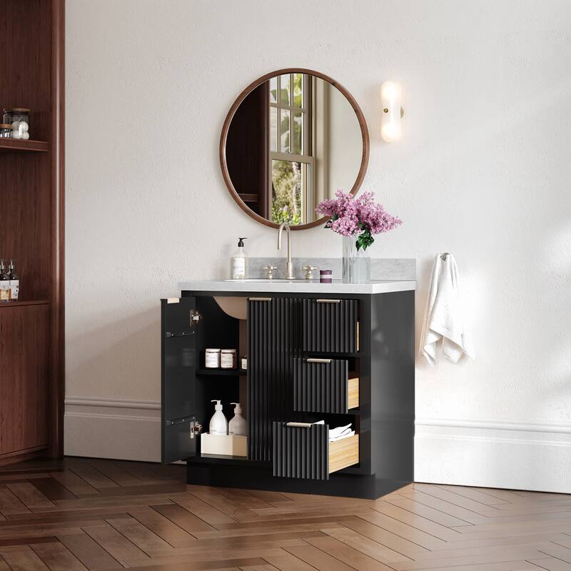 Ariel P37LCWOVO Milan 37" Free Standing Single Basin Vanity Set with