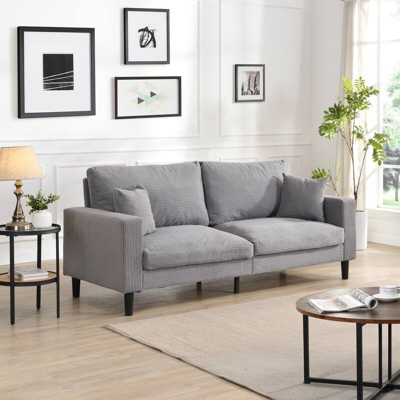 Small Space Friendly 74 Modern 3-Seater High Resilience Upholstered Sofa - Wooden Frame Comfy for Living Room Bedroom Apartment