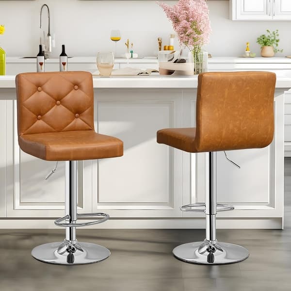 Javlergo Pack 360° Swivel Bar Stools Adjustable PU Leather
