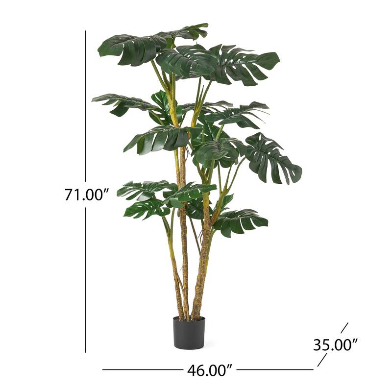 Artificial Monstera Tree 71 Inch Tall Potted Plant for Home Decor - Green
