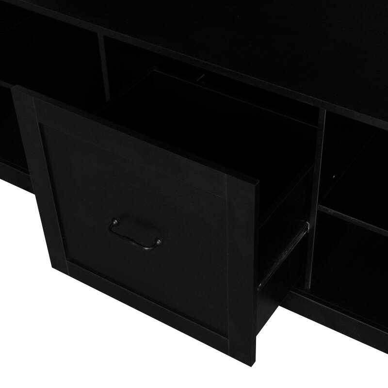 57"Hall Tree with 6 Hooks, Coat Hanger, Entryway Bench, 3-in-1 Design, A Spacious Drawer for Entrance, Living Room