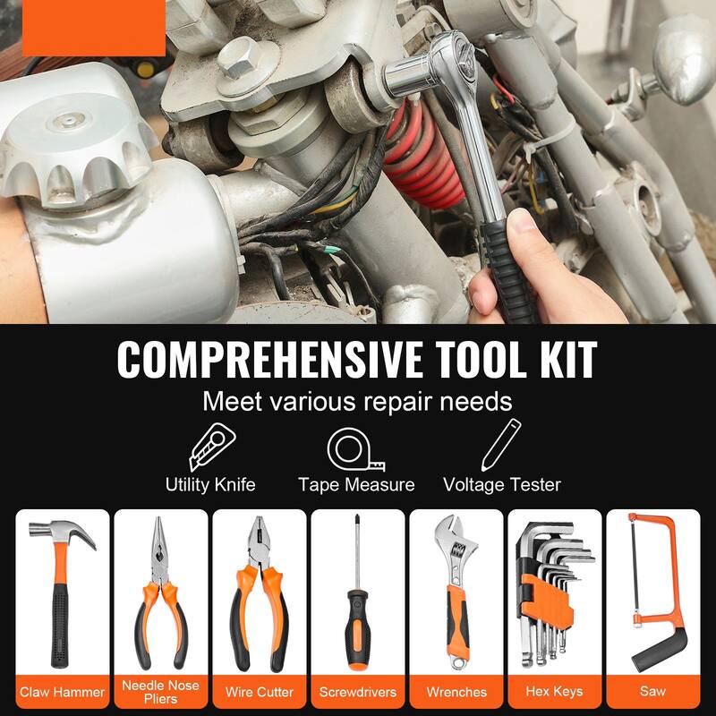 Multifunctional 216-Piece Hand Steel Repair Tools Set for DIY and Maintenance - 17.6 x 15.75 x 3.15 inch
