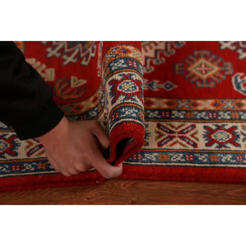 Red Kazak Foyer Rug Bedroom Hand-Knotted Wool Carpet - 2'8"x 4'1"