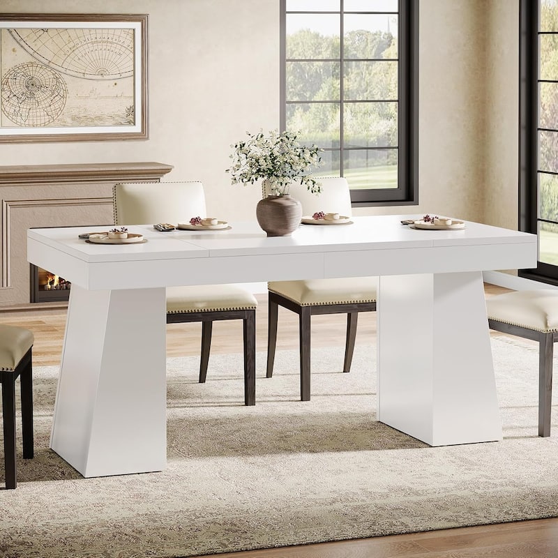 55 Inches Dining Table for 4-6, Rectangular Dining Room Table with Sturdy Legs