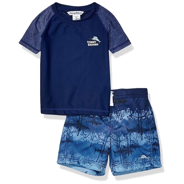 Tommy Bahama Boys Baby Long Sleeve Rashguard and Trunks Swimsuit Set