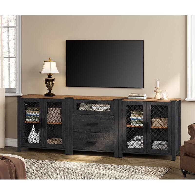 WAMPAT TV Stand set with Drawers for ups to 85 inch TV,Storage Cabinets with Adjustable Shelf - 1 Pack