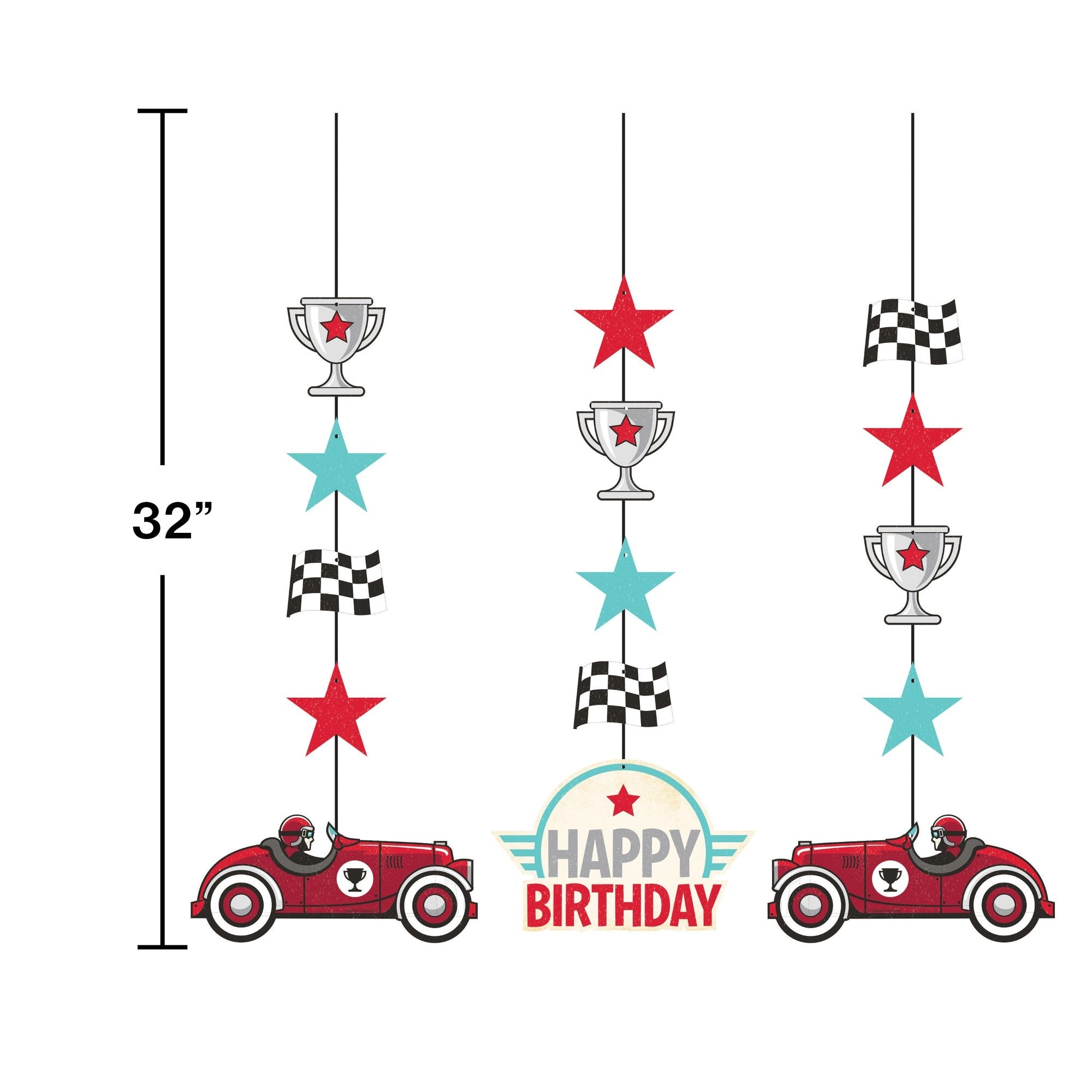 Shop Club Pack Of 36 Vintage Race Car Hanging Tissue Paper Fan Party Decorations 32 Overstock 30923716
